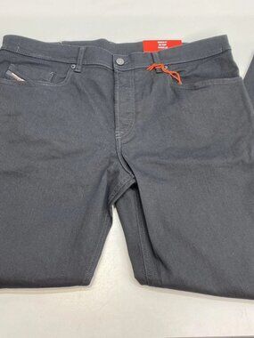 Diesel Mens Jean Black Size 36x30 Regular 2023 D-Finitive 069YP Tapered Leg